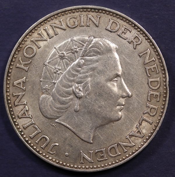 Netherlands 2,1/2 Gulden 1961 Silver Coin GC829