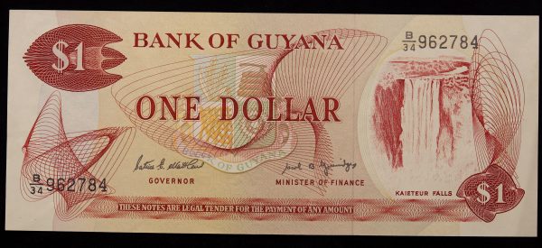 ONE DOLLAR GUYANA UNC N0962784 GB1087