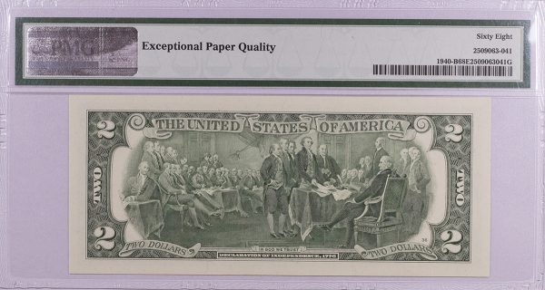 2013 $2 FRN FR1940-B PMG 68 EPQ, New York, S/N B13243418A UNC PGB71 - Image 2