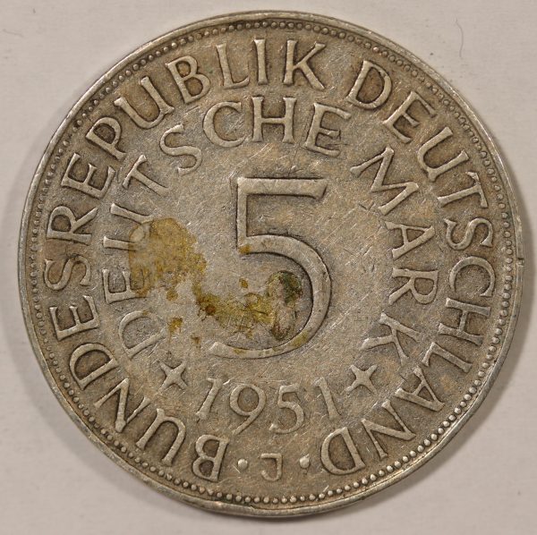 Germany 5 Mark 1951 Silver Coin GC839