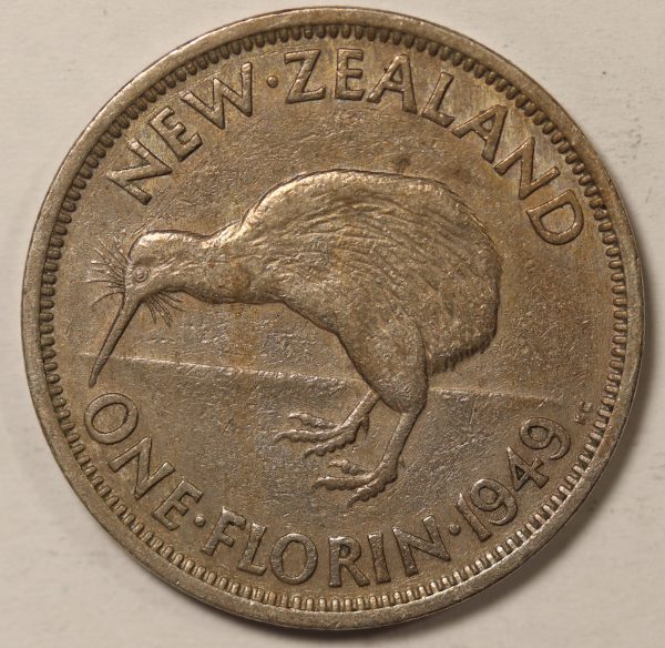 New Zealand 1 Florin 1949 Silver Coin GC845 - Image 2
