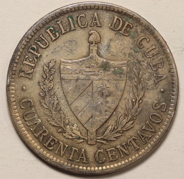 Cuba 40 Centavos 1920 Silver Coin GC850 - Image 2
