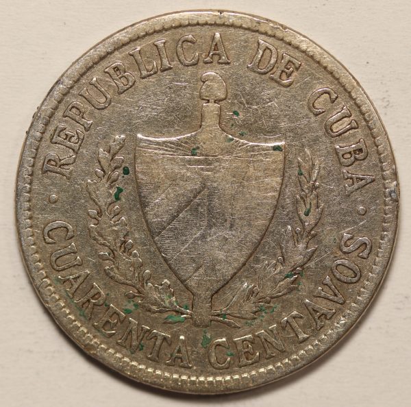 Cuba 40 Centavos 1920 Silver Coin GC851 - Image 2