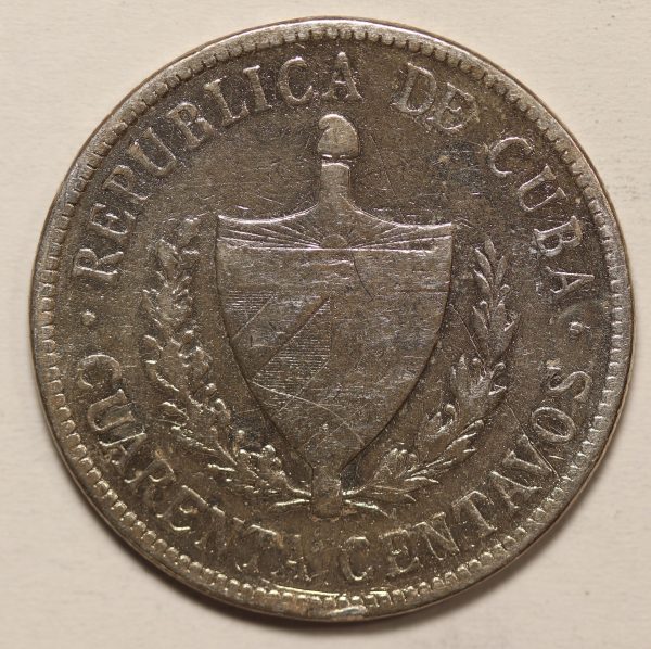 Cuba 40 Centavos 1915 Silver Coin GC852 - Image 2