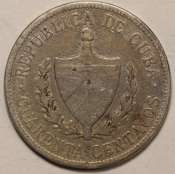 Cuba 40 Centavos 1916 Silver Coin GC854 - Image 2