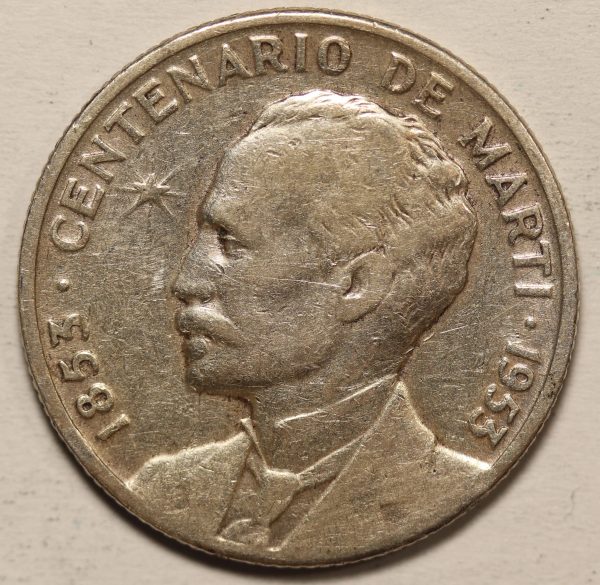 Cuba 25 Centavos 1953 Silver Coin GC855
