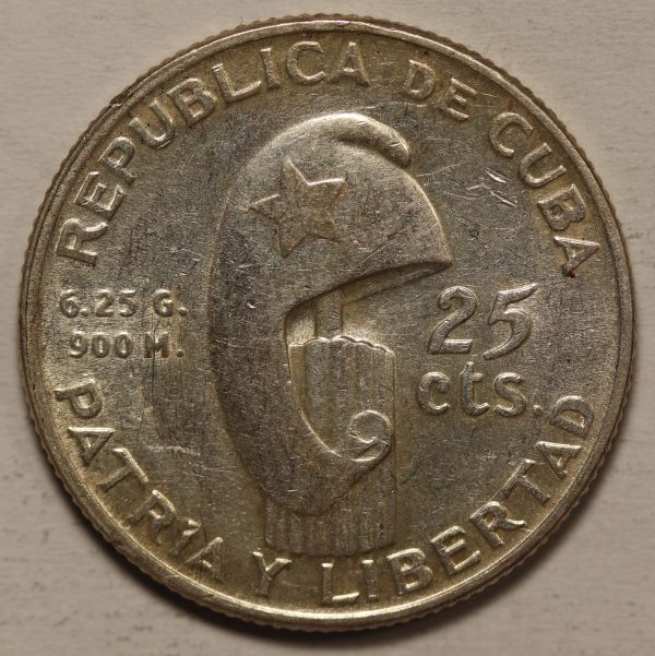 Cuba 25 Centavos 1953 Silver Coin GC858 - Image 2