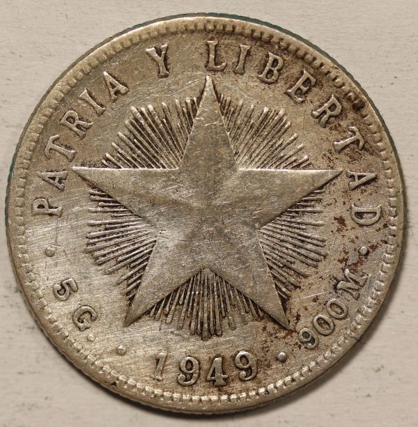 Cuba 20 Centavos 1949 Silver Coin GC866