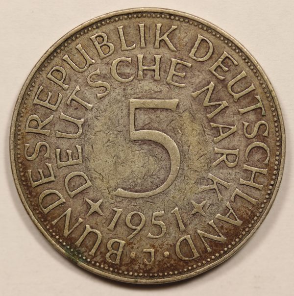 Germany 5 Mark 1951 Silver Coin GC875