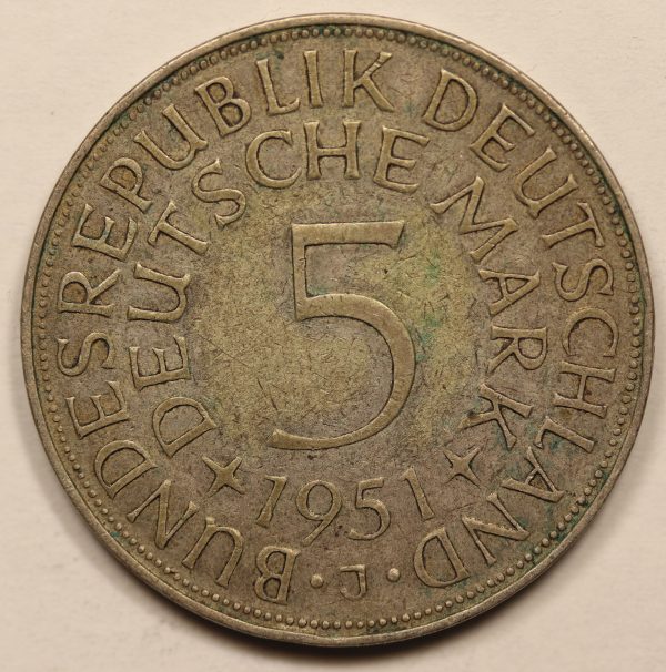 Germany 5 Mark 1951 J Silver Coin GC877