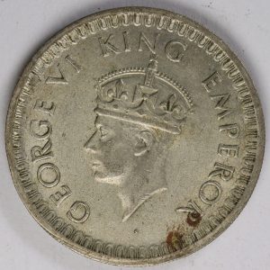 India Half Rupee 1944 Silver Coin GC956