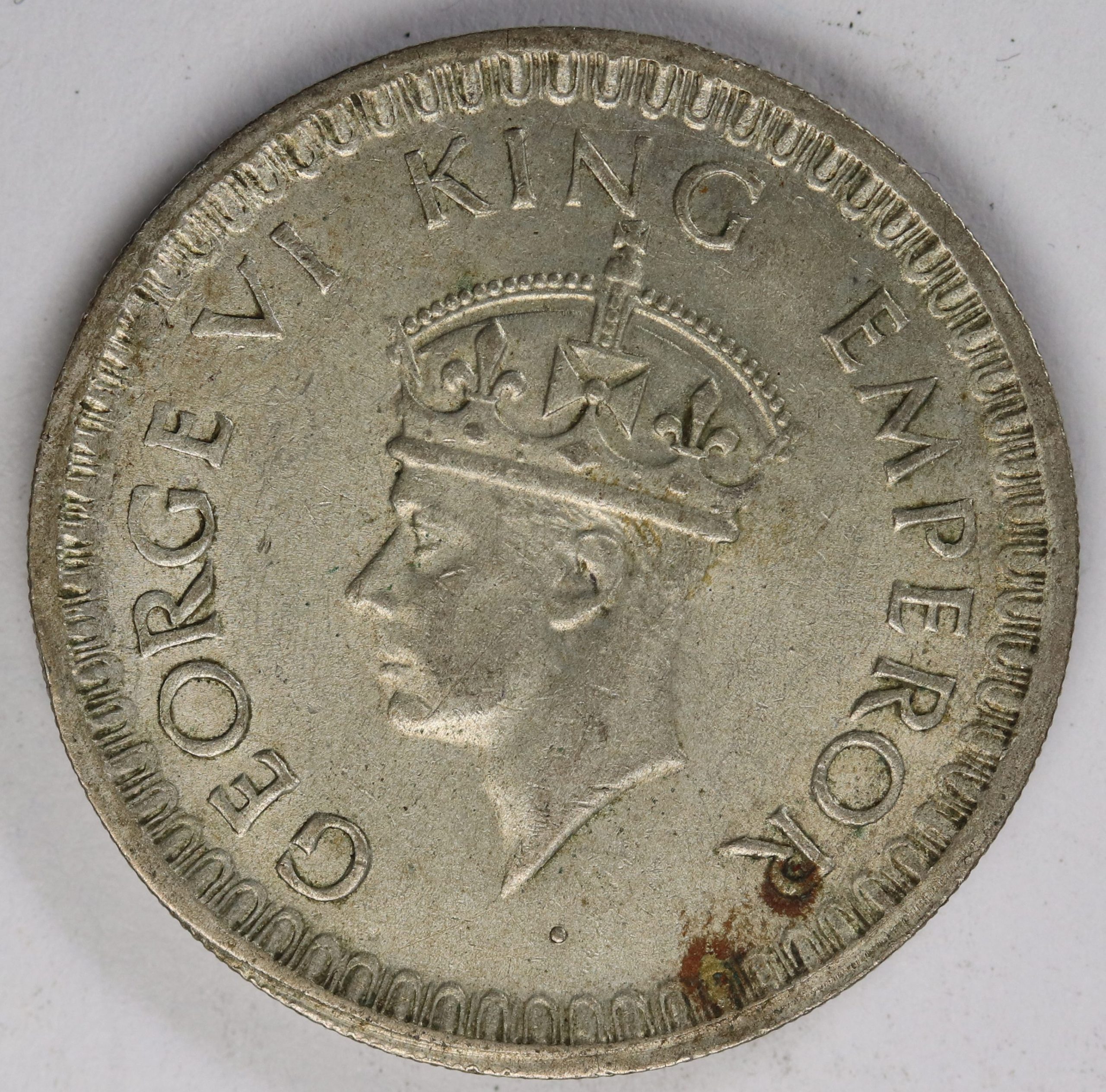 India Half Rupee 1944 Silver Coin GC956
