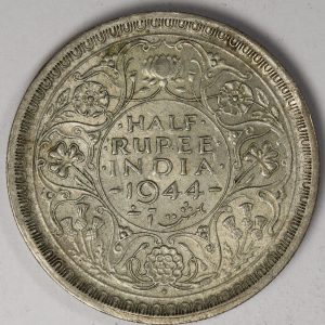 Alternative view of India Half Rupee 1944 Silver Coin GC956