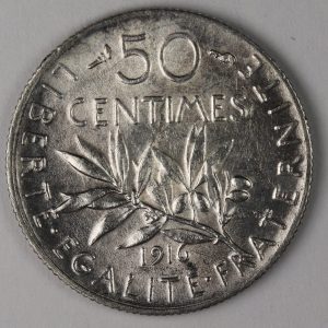 Alternative view of 50 Centimes 1916 GC972