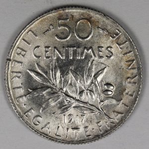Alternative view of 50 Centimes 1917 UNC GC982