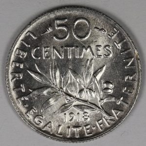 Alternative view of 50 Centimes 1918 UNC GC983
