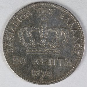 Alternative view of Greece 20 Lepta 1874 GC996