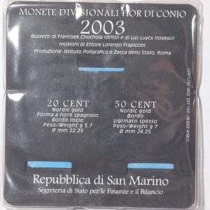 Alternative view of San Marino 2003 20/50 Cents UNC Pair Sealed Pack