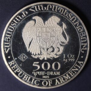 500 DRAM ARMENIA 2025 1oz FINE SILVER 999