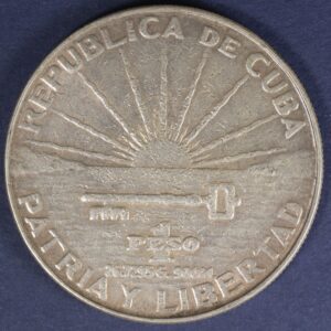 Alternative view of Cuba 1 Peso 1953 Silver Coin GC1014