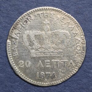 Alternative view of Greece 20 Lepta 1874 GC1063