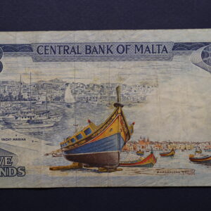 Alternative view of Malta 5 Liri 1973 B/14-536426 GB1168