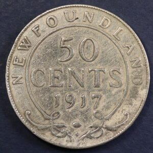 50 CENTS 1917 NEW FOUNDLAND SILVER GC1137