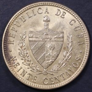 Alternative view of 20 Centavos 1949 Cuba Silver UNC GC1142