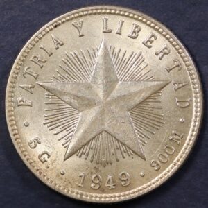 20 Centavos 1949 Cuba Silver UNC GC1142