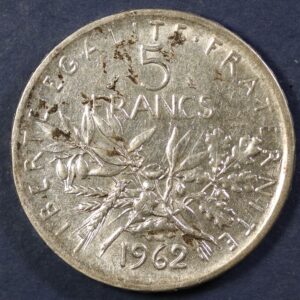 5 FRANCS 1962 SILVER GC1153