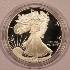 Alternative view of American Eagle 1 Dollar 1986 1oz Silver Proof Coin