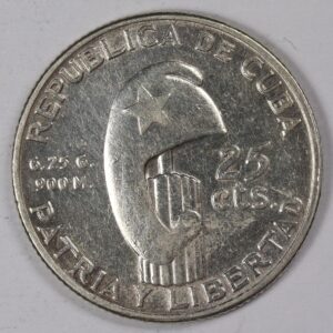 25 CENTAVOS 1953 CUBA SILVER GC1222
