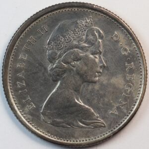 Alternative view of 25 CENTS 1966 CANADA SILVER GC1257