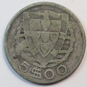 5 ESCUDOS 1933 SILVER PORTUGAL GC1260