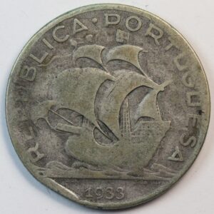 Alternative view of 5 ESCUDOS 1933 SILVER PORTUGAL GC1260