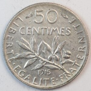 50 CENTIMES 1915 SILVER GC1300