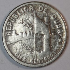 Alternative view of 10 CENTAVOS 1952 CUBA SILVER GC1400