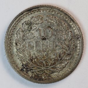 10 CENTS 1919 NETHERLAND SILVER GC1492