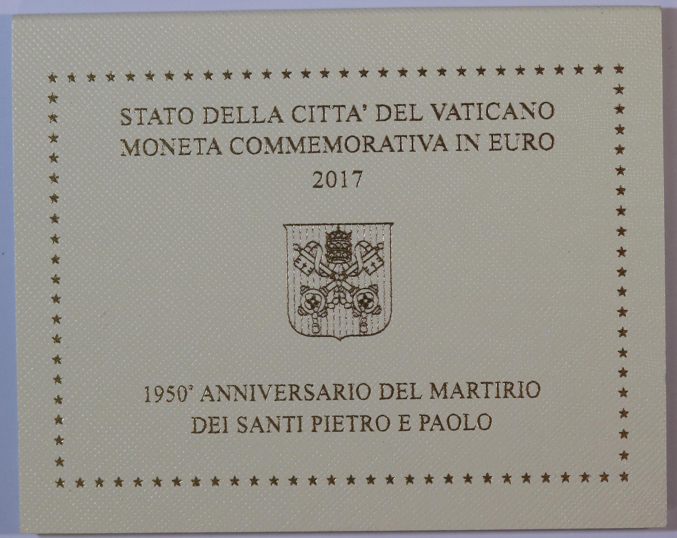 2017 Vatican 1950th Anniversary of the Martyrdom of Saint Peter and Saint Paul 2 Euro BU Coin