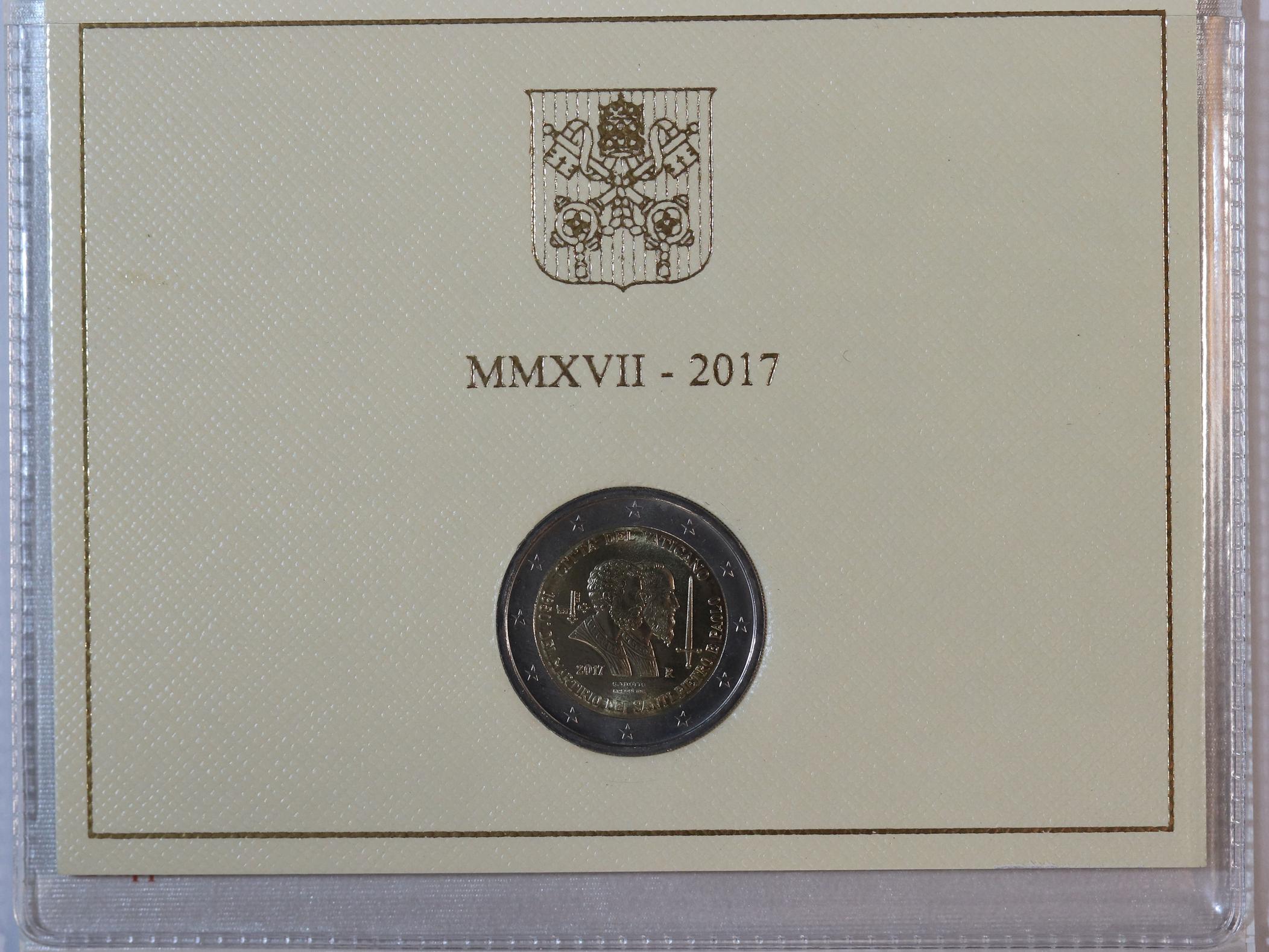 2017 Vatican 1950th Anniversary of the Martyrdom of Saint Peter and Saint Paul 2 Euro BU Coin - Image 2