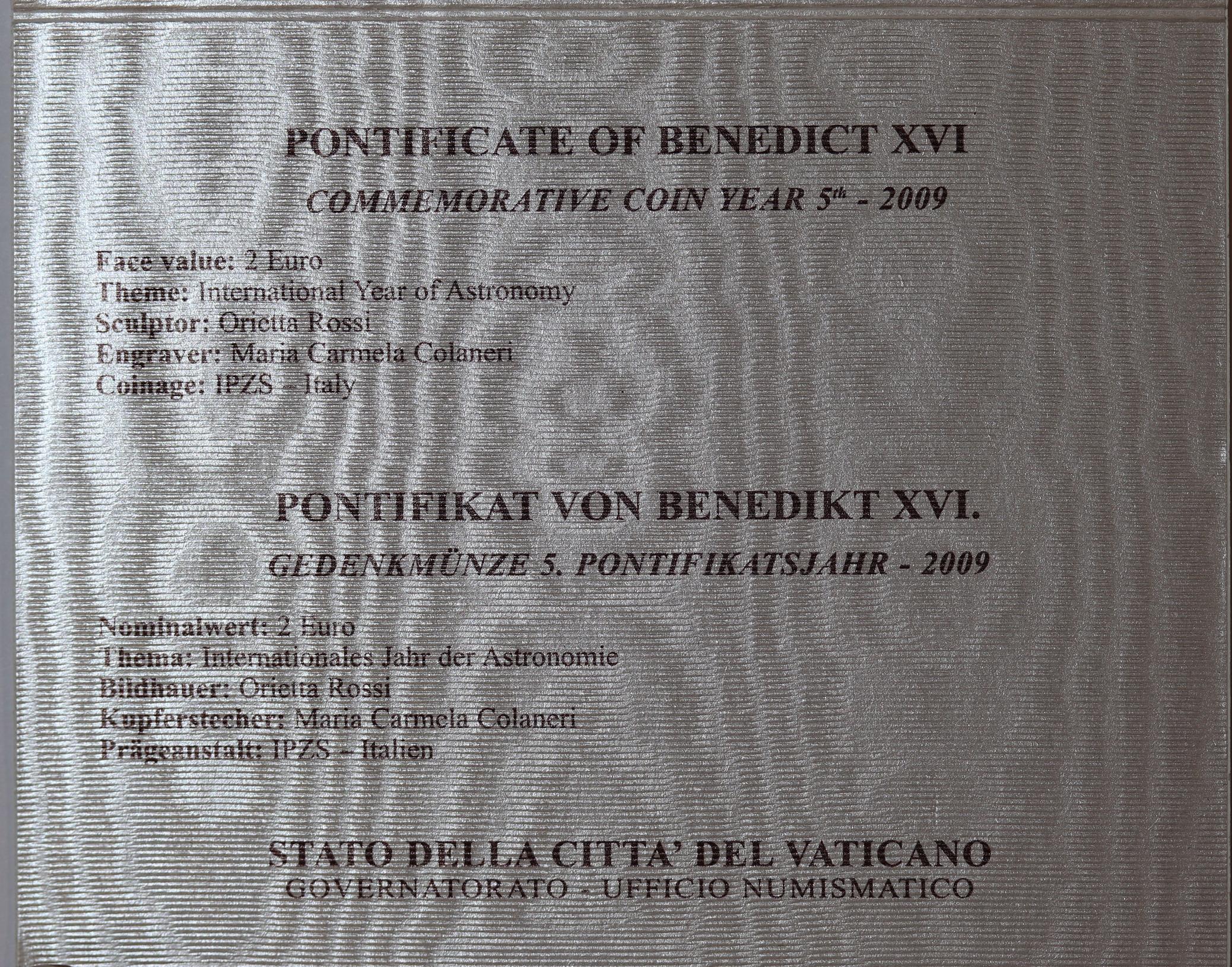 2009 Vatican International Year of Astronomy 2 Euro BU Coin - Image 4