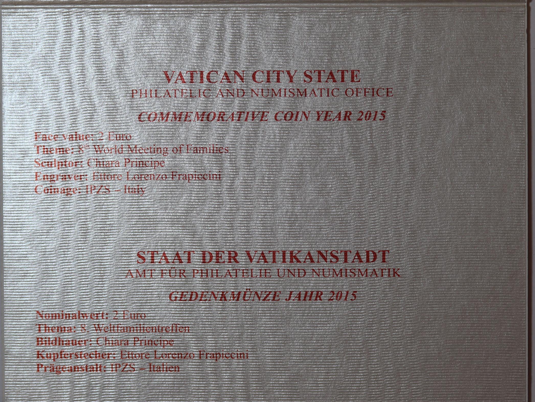 2015 Vatican 8th World Meeting of Families 2 Euro BU Coin - Image 4