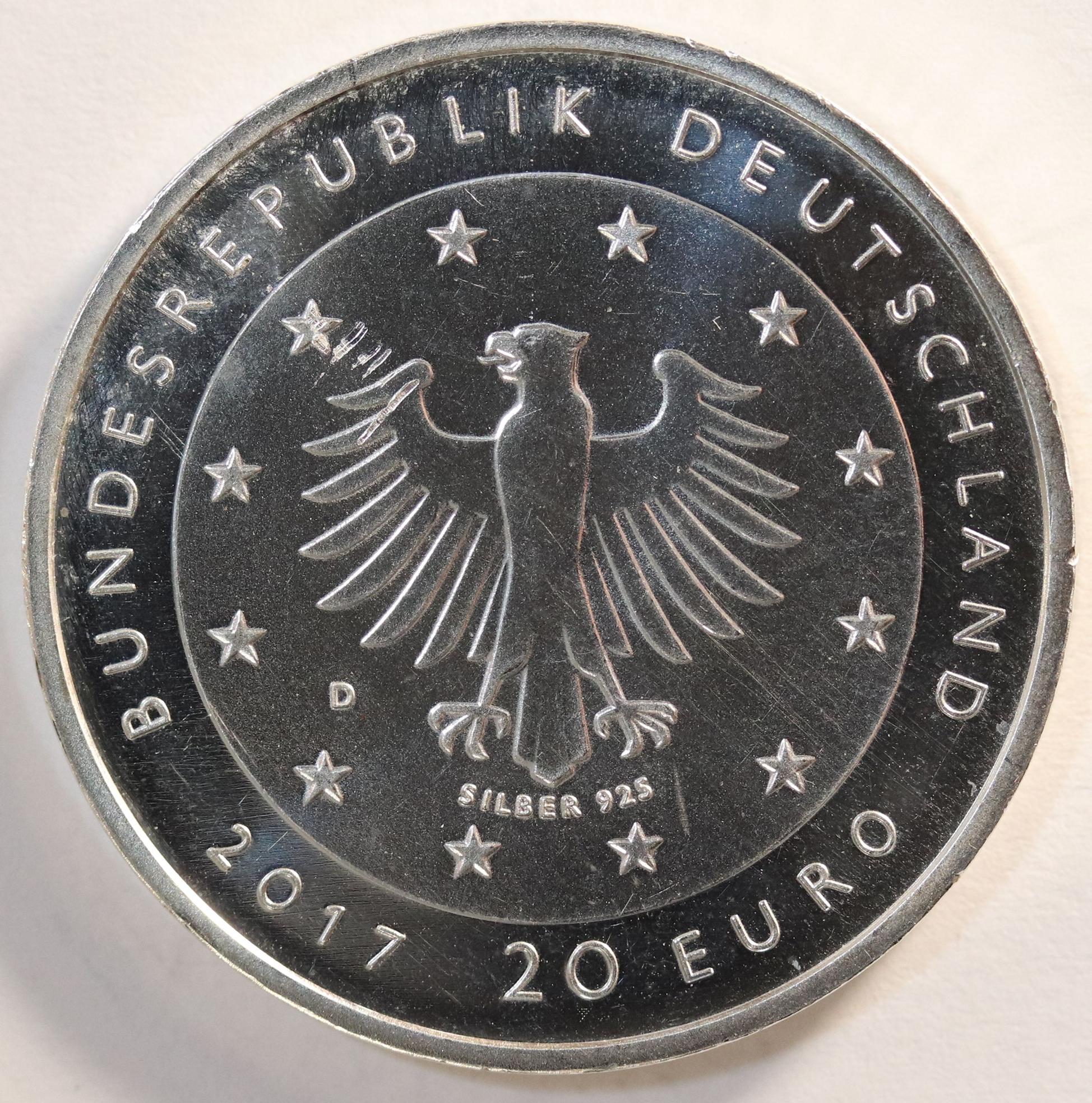 20 EURO 2017 50 JAHRE DEUTSCHE SILVER PROOF 925 GC1514 - Image 2